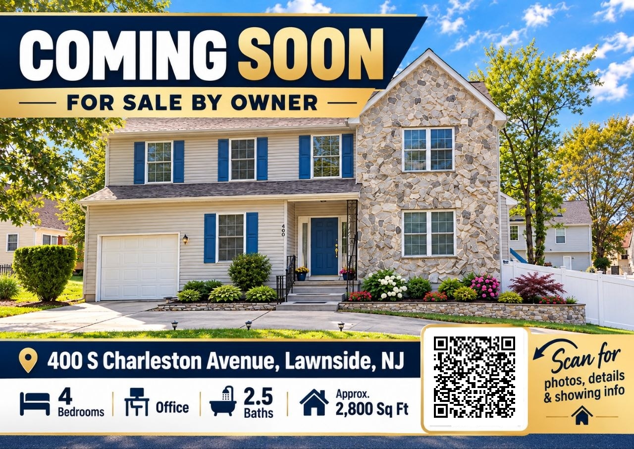 Coming Soon For Sale by Owner announcement for 400 S Charleston Avenue, showing the front of the home and key property details